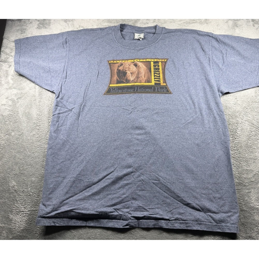 Sansegal Yellowstone National Park Grizzly Bear T-Shirt XXL Blue Gray